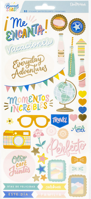 3 Pack Obed Marshall Buenos Dias Cardstock Stickers 6"X12" 83/Pkg-Accents & Phrases OM004643 - 718813526159