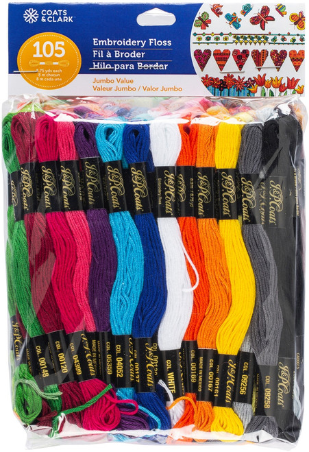 Coats & Clark 6-Strand Embroidery Floss Jumbo Pack 105/Pkg-Basic C11JV01 - 073650822698