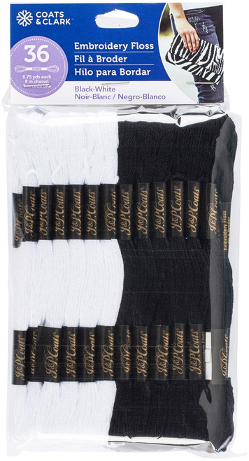 Coats & Clark 6-Strand Embroidery Floss Value Pack 36/Pkg-Black and White C11V0012 - 073650026911