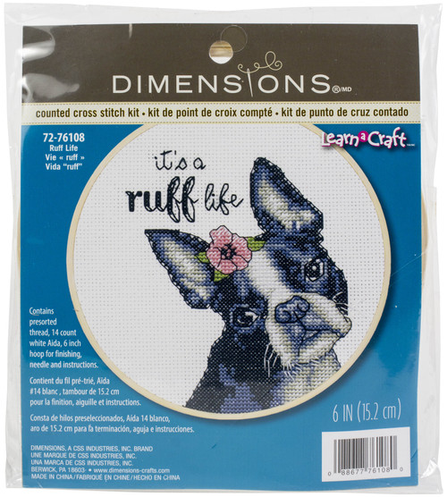 2 Pack - Dimensions Counted Cross Stitch Kit 6" Round-Ruff Life (14 Count) - 72-76108 - 088677761080