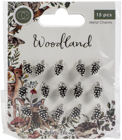 5 Pack Craft Consortium Woodland Metal Charms 15/Pkg-Silver Pine Comb CCMCHR18 - 5060394628872