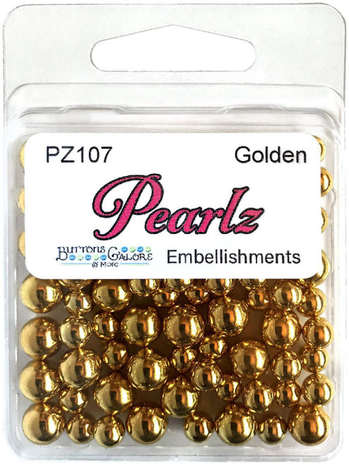 6 Pack Buttons Galore Pearlz Embellishment Pack 15g-Golden PRLZ-107 - 840934081160