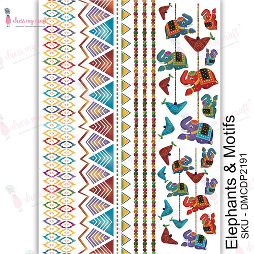 3 Pack - Dress My Craft Transfer Me Sheet A4-Elephants & Motifs - MCDP2191