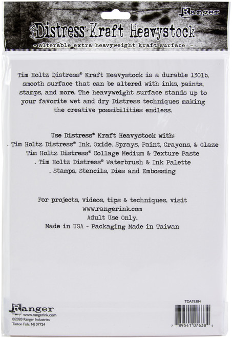 3 Pack - Tim Holtz Distress Kraft Heavystock 10/Pkg-8.5"X11" - TDA76384 - 789541076384