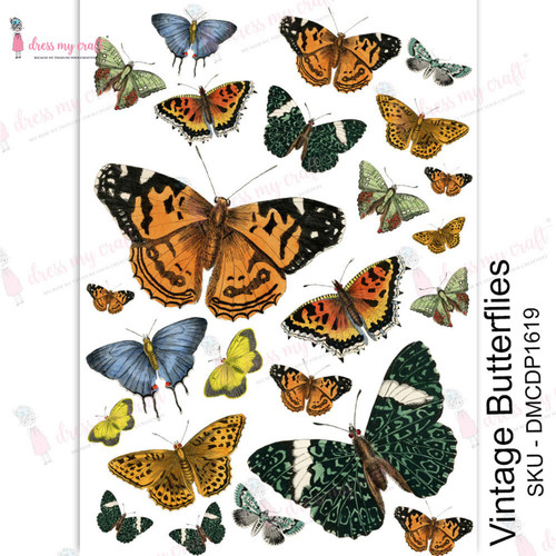 3 Pack Dress My Craft Transfer Me Sheet A4-Vintage Butterflies DMCD1619