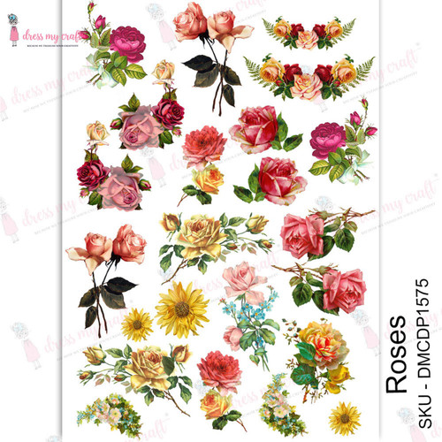 3 Pack Dress My Craft Transfer Me Sheet A4-Roses DMCD1575