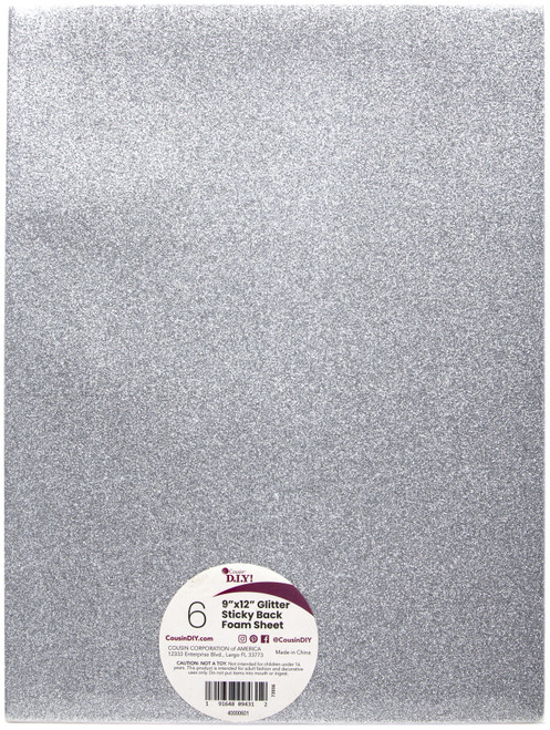 CousinDIY Glitter Sticky Back Foam Sheets 9"X12" 6/Pkg-Neutrals 40000601 - 191648094312