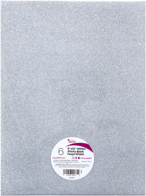 CousinDIY Glitter Sticky Back Foam Sheets 9"X12" 6/Pkg-Neutrals - 40000601