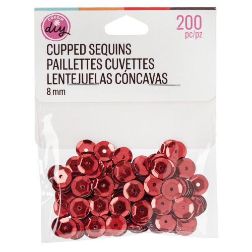 12 Pack - CousinDIY Cupped Sequins-Red, 8mm 200/Pkg - A50026LM-869 - 191648096637