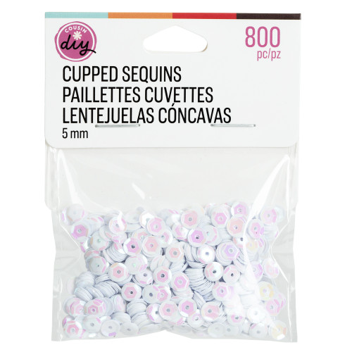 12 Pack - CousinDIY Cupped Sequins-White Iridescent, 5mm 800/Pkg - A50026NM-865 - 191648096590