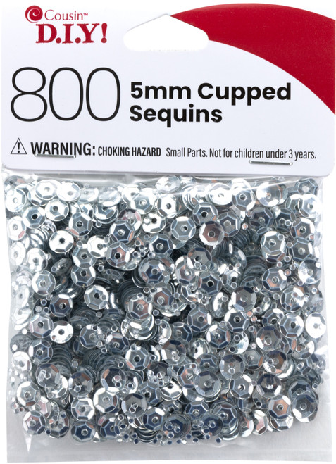 12 Pack - CousinDIY Cupped Sequins-Silver, 5mm 800/Pkg - 5A002F5X-867 - 191648096613