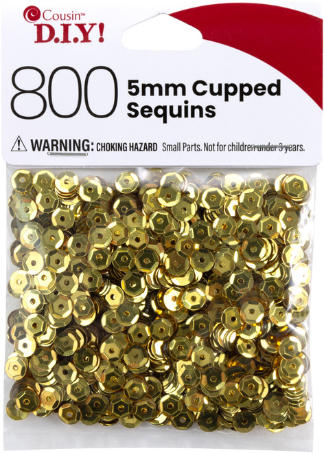 12 Pack - CousinDIY Cupped Sequins-Gold, 5mm 800/Pkg - 5A002F62-870 - 191648096644