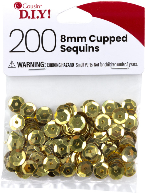 12 Pack - CousinDIY Cupped Sequins-Gold, 8mm 200/Pkg - 5A002F65-874 - 191648096682
