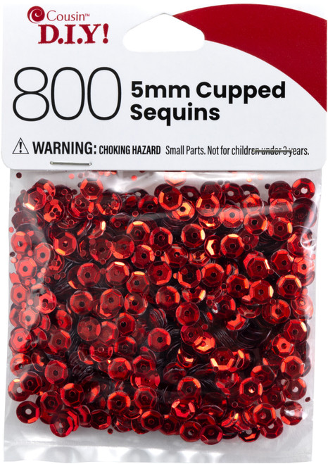 12 Pack - CousinDIY Cupped Sequins-Red, 5mm 800/Pkg - A50026LM-866 - 191648096606