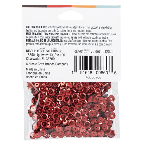 12 Pack - CousinDIY Cupped Sequins-Red, 5mm 800/Pkg - A50026LM-866 12 Pack - CousinDIY Cupped Sequins-Red, 5mm 800/Pkg - A50026LM-866