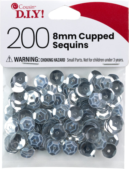 12 Pack - CousinDIY Cupped Sequins-Silver, 8mm 200/Pkg - 5A002F8J-876 - 191648096705