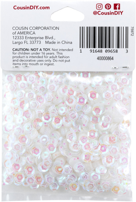 12 Pack - CousinDIY Cupped Sequins-Crystal Iridescent, 5mm 800/Pkg - 5A002F8N-864 12 Pack - CousinDIY Cupped Sequins-Crystal Iridescent, 5mm 800/Pkg - 5A002F8N-864
