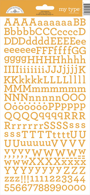 3 Pack Doodlebug My Type Cardstock Stickers 6"X13"-Tangerine MYTYPE-7153 - 842715071537