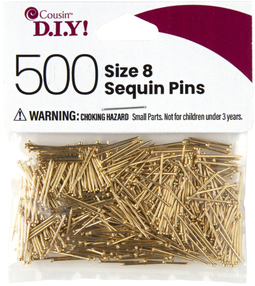 CousinDIY Sequin Pins 500/Pkg-Size 8, Gold 40000701 - 191648095432