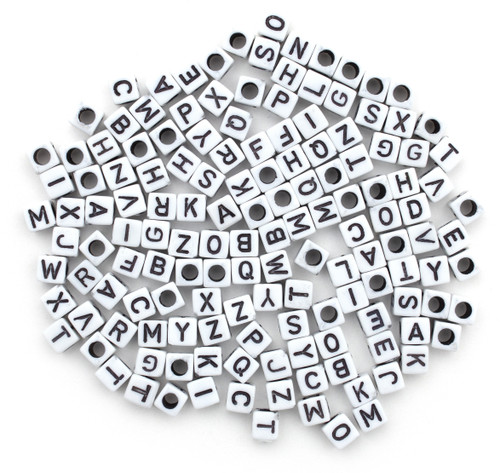 3 Pack - CousinDIY Alphabet Beads 6mm 160/Pkg-White With Black Letters - 40000446 3 Pack - CousinDIY Alphabet Beads 6mm 160/Pkg-White With Black Letters - 40000446