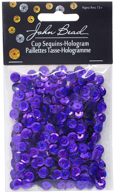 12 Pack John Bead Round Sequins 6mm 1,600/Pkg-Purple 13000106-11 - 623840241718