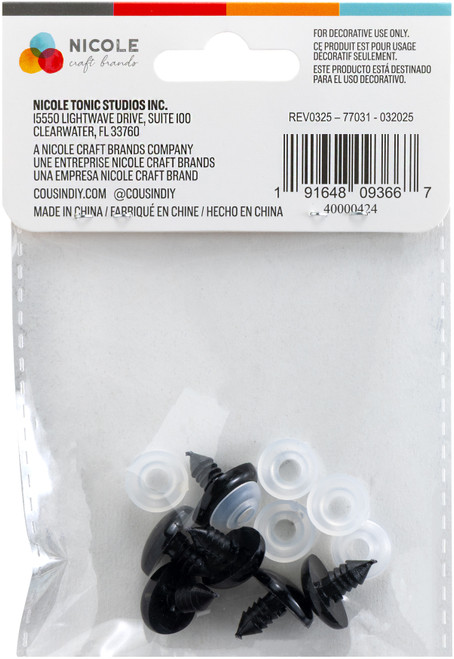 6 Pack - CousinDIY Shank Back Animal Noses 18mm 6/Pkg-Black - 40000424 6 Pack - CousinDIY Shank Back Animal Noses 18mm 6/Pkg-Black - 40000424