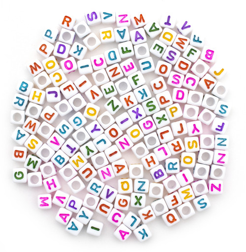 3 Pack - CousinDIY Alphabet Beads 6mm 160/Pkg-White With Multicolor Letters - 40000445