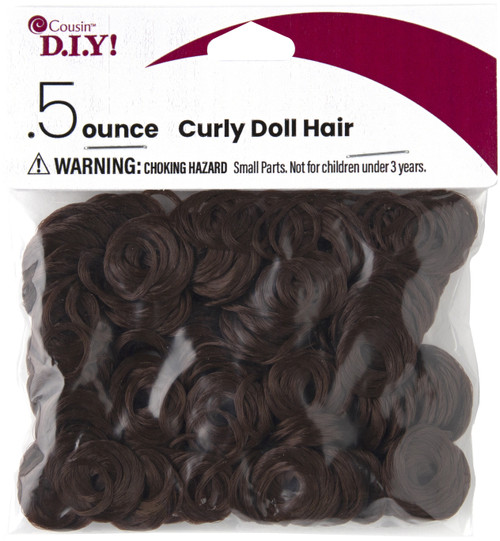 CousinDIY Curly Doll Hair .5oz-Auburn Brown A50026ML-8 - 191648094176