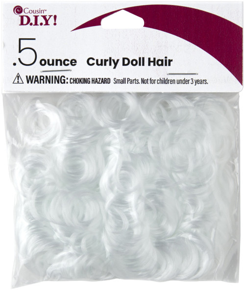 CousinDIY Curly Doll Hair .5oz-White 4000051-5 - 191648094152
