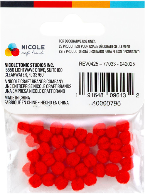 CousinDIY Pom-Poms 5mm 40/Pkg-Red - 5A002F76-00796