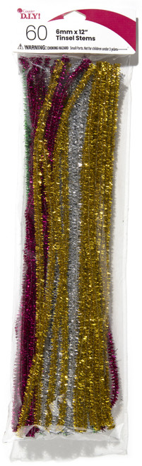 CousinDIY Tinsel Stems 6mmx12" 60/Pkg-Christmas - 40000897 - 191648096750