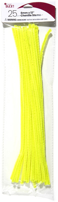 CousinDIY Chenille Stems 6mmx12" 25/Pkg-Yellow - 5A002F81-00474 - 191648093940