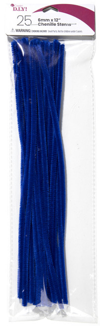 CousinDIY Chenille Stems 6mmx12" 25/Pkg-Dark Blue - 5A002F61-00476 - 191648093964