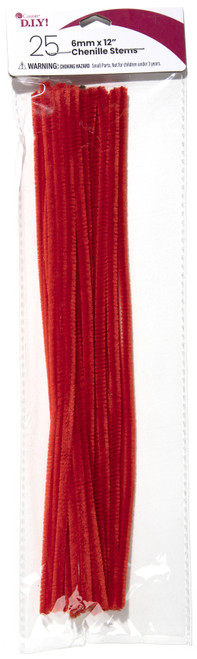 CousinDIY Chenille Stems 6mmx12" 25/Pkg-Red - 5A002F7R-00471 - 191648093919