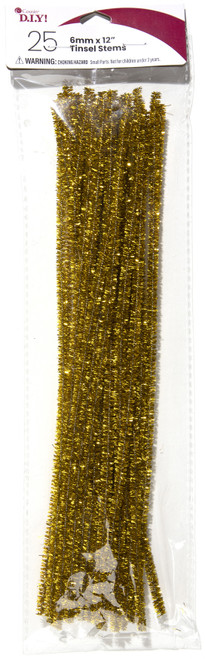 CousinDIY Tinsel Stems 6mmx12" 25/Pkg-Gold - A50026LN-00891 - 191648096774