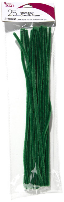 CousinDIY Chenille Stems 6mmx12" 25/Pkg-Moss Green - 5A002F5V-482 - 191648094022