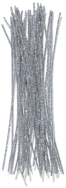 CousinDIY Tinsel Stems 6mmx12" 25/Pkg-Silver - A50026M4-00892