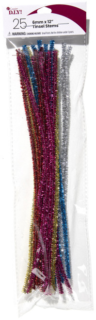 CousinDIY Tinsel Stems 6mmx12" 25/Pkg-Multi A50026MB-00890 - 191648096767