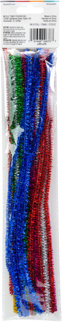 CousinDIY Tinsel Stems 6mmx12" 25/Pkg-Multi - A50026MB-00890 CousinDIY Tinsel Stems 6mmx12" 25/Pkg-Multi - A50026MB-00890