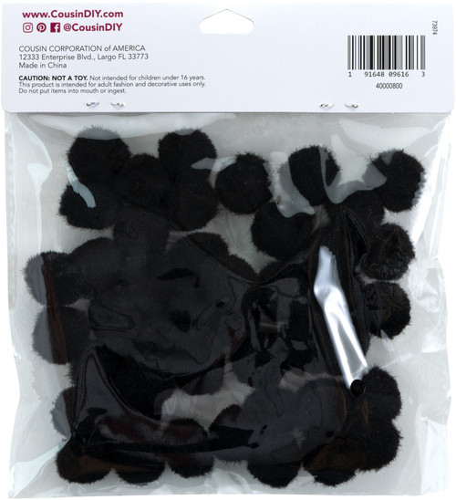 CousinDIY Pom-Poms .75" 45/Pkg-Black - A50026NK-00800 CousinDIY Pom-Poms .75" 45/Pkg-Black - A50026NK-00800