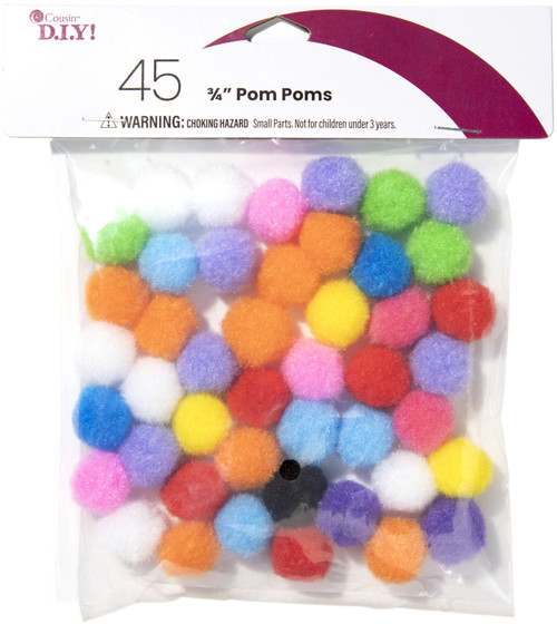 CousinDIY Pom-Poms .75" 45/Pkg-Multi-Colored A50026NX-00788 - 191648096057