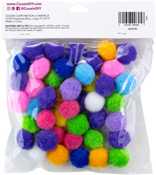 CousinDIY Pom-Poms .75" 45/Pkg-Multi-Colored - A50026NX-00788 CousinDIY Pom-Poms .75" 45/Pkg-Multi-Colored - A50026NX-00788