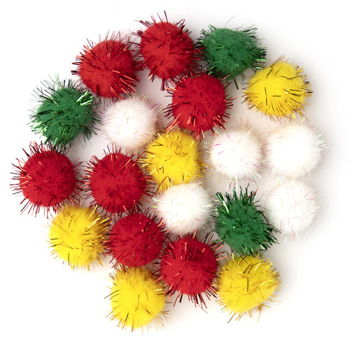 CousinDIY Pom-Poms 1" 20/Pkg-Christmas Darks - 40000814