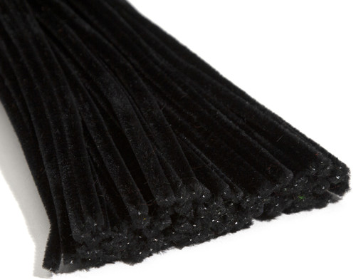 CousinDIY Chenille Stems 6mmx12" 100/Pkg-Black CHNSTM-00483