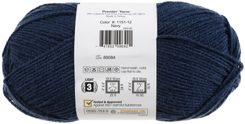 3 Pack Premier Yarns Wool Select Yarn-Navy 1151-12