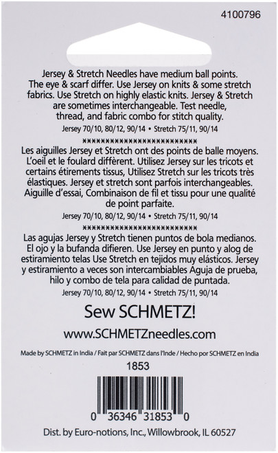 10 Pack Schmetz Knit & Stretch Needles-Assorted 5/Pkg 1853