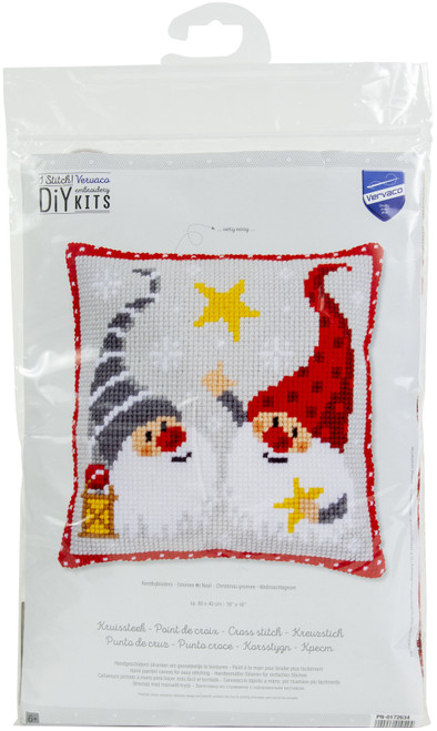 Vervaco Stamped Cross Stitch Cushion Kit 16"X16"-Christmas Gnomes V0172634 - 54009460104945400946010494