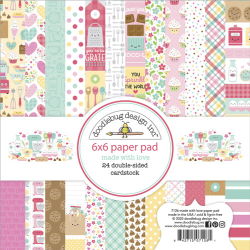 Doodlebug Double-Sided Paper Pad 6"X6" 24/Pkg-Made With Love, 12 Designs/2 Each DB7126 - 842715071261