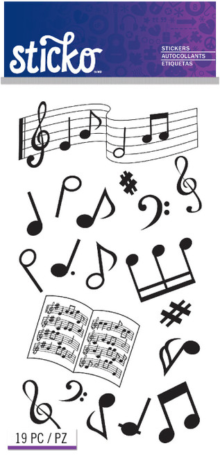 6 Pack Sticko Stickers-Musical Notes SLTT20T - 015586705249