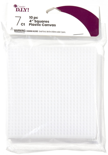Cousin Plastic Canvas Shape 7 Count 4" 10/Pkg-Squares Clear 40000747 - 191648095708